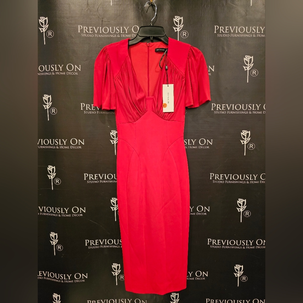 Red Karen Millen Cocktail Dress sz 2 - Picture 1 of 3
